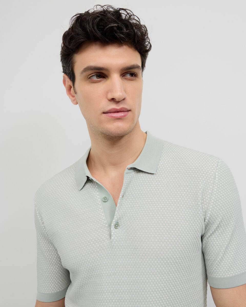 Waffle Lightweight Knit Polo, Sage, hi-res